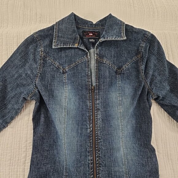 U.S. Polo Assn. Full Zip Stretch Denim Jumpsuit Women's 7/8 Long Sleeve EUC - Picture 5 of 16
